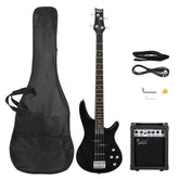 Glarry GIB 4 String Bass Guitar Full Size SS pickups w/20W Amplifier - Black
